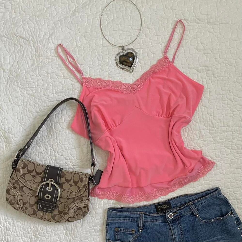 Early 2000s pink lace cami